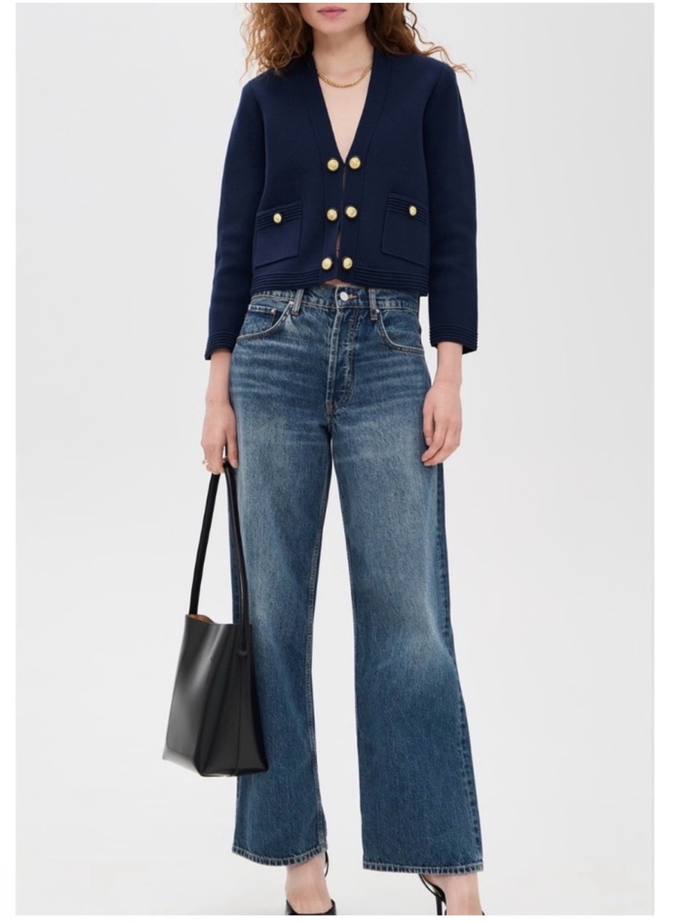 L'Agence Catie Navy Cropped Cardigan NWT - Picture 4 of 10